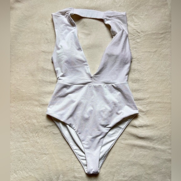 Revel Rey White Plunge One-Piece Swimsuit - Picture 3 of 10